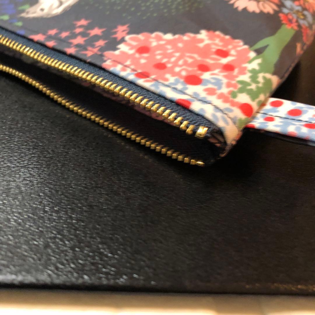 ☆大　20センチ マチ付きポーチ　キャスキッドソン馬柄　ラミネート地ハンドメイド