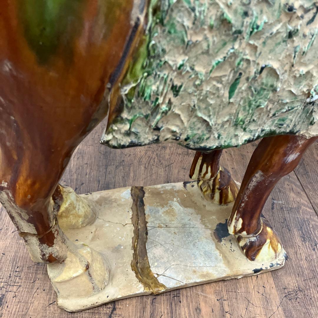 B-壁 中国美術 唐三彩 三彩馬 陶器製 馬置物 馬俑 ホースフィギュア 乗馬