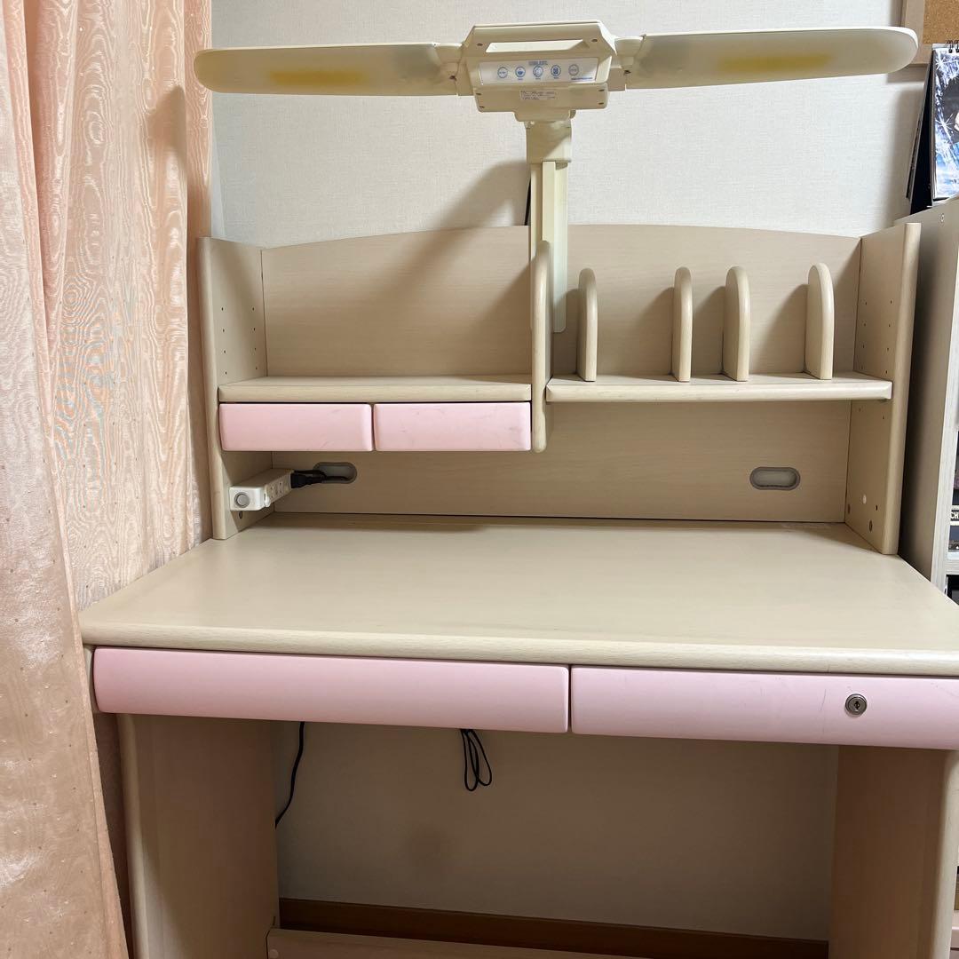 コイズミ学習デスク　（ピンク）　完成品