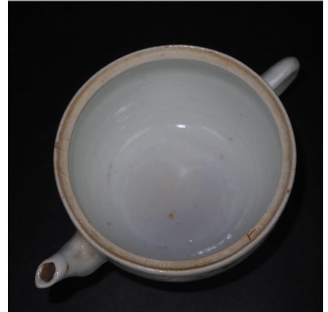 送料無料　清時代　同治年『張義和造』粉彩急須　王羲之愛鵝図　本物保証 中国古玩