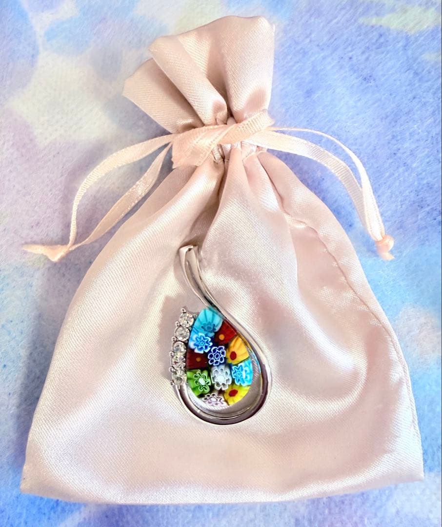 【未使用極美品】ミルフィオリ　ペンダントトップ　ベネチアンガラス　ムラーノガラス