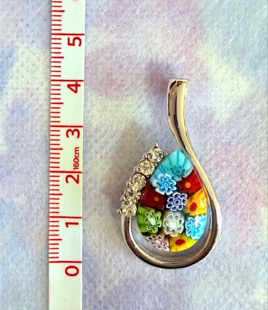 【未使用極美品】ミルフィオリ　ペンダントトップ　ベネチアンガラス　ムラーノガラス