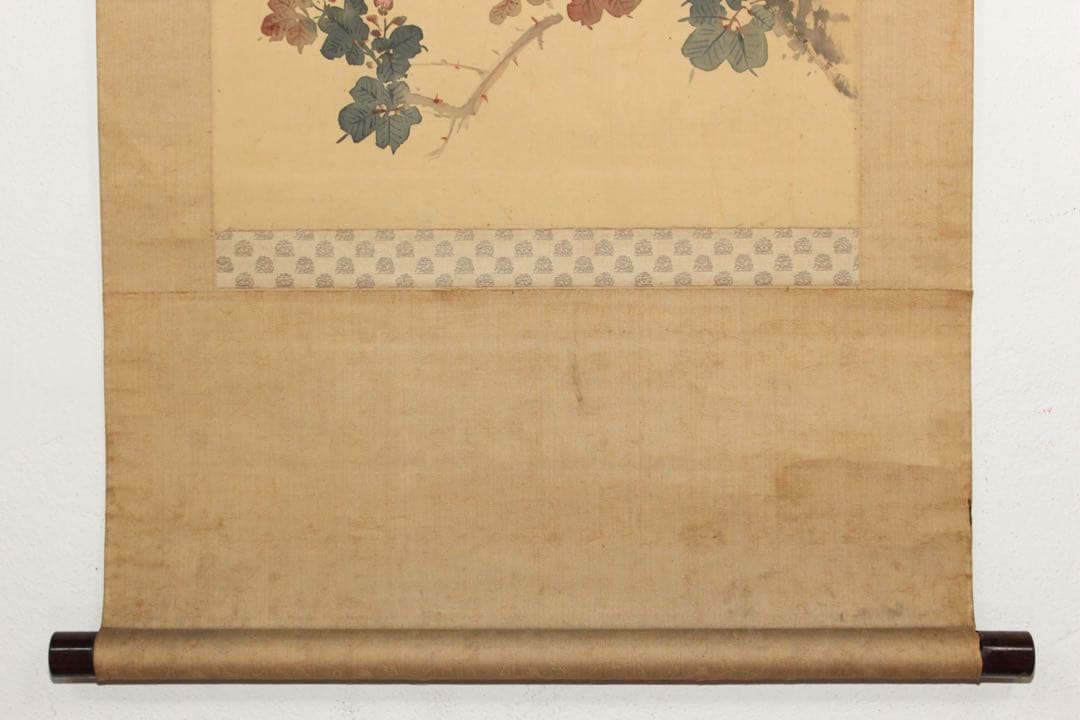 No5396 掛軸　片山秀陵　花鳥図　絹本着色　合箱　日本画　古美術　送料無料