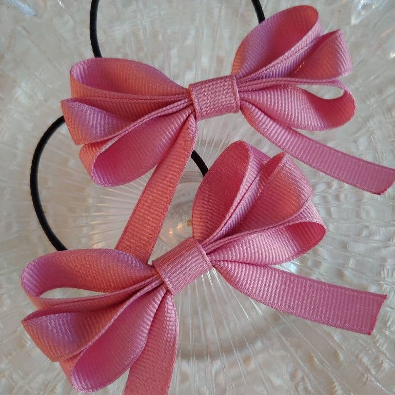 再販７【ラズベリーピンク】ナチュラルリボン♡ヘアゴム