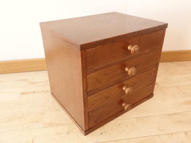 北海道手作り家具　ナラ（楢）材　 Ａ４小引出４Ｆ　勇峰工芸（新）