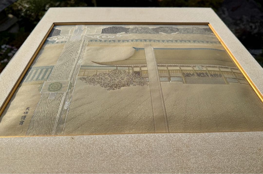 京都•西陣織　シルク　絹の絵画　寺の風景　伝統工芸士・東海恒夫