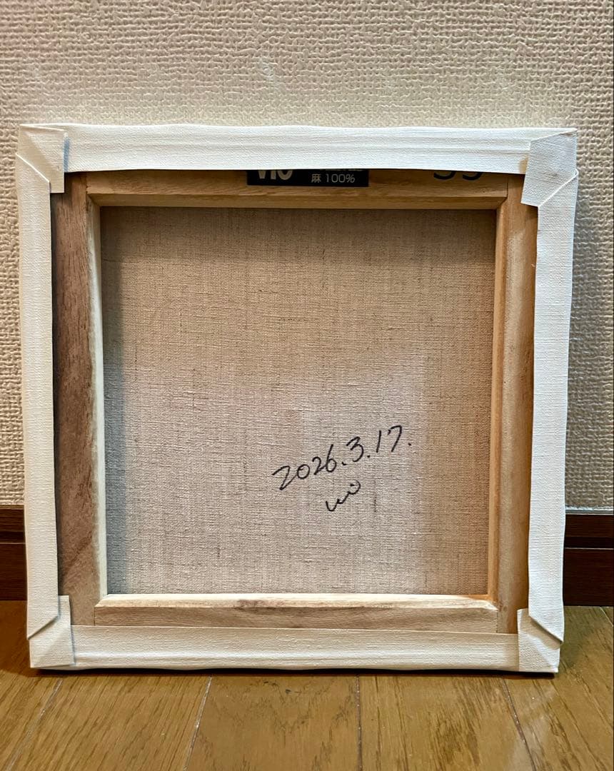 ウェルシュ・コーギーの仔犬のアクリル画 S3 27.4cm x 27.4cm