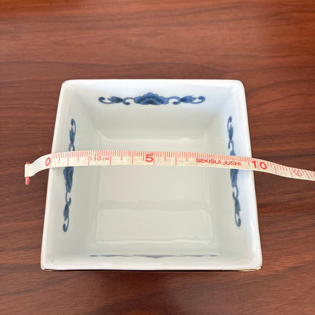 花柄角型皿5個セット　有田焼　明国窯火