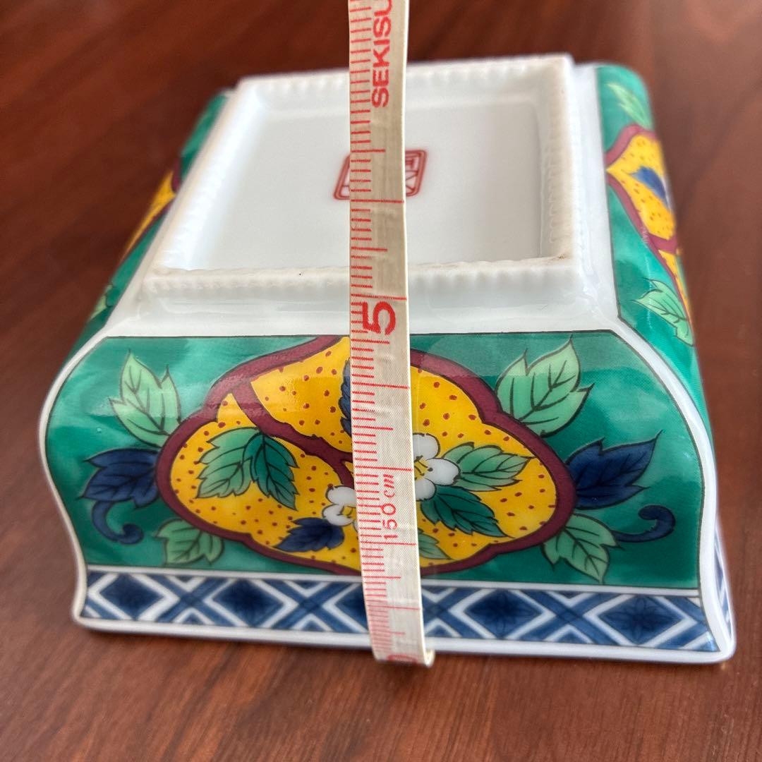 花柄角型皿5個セット　有田焼　明国窯火