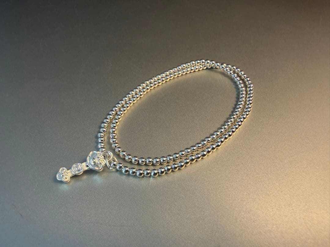 高純度'純銀(999刻印)ブレス＃Double Wrap二連ウェア2.5㍉球