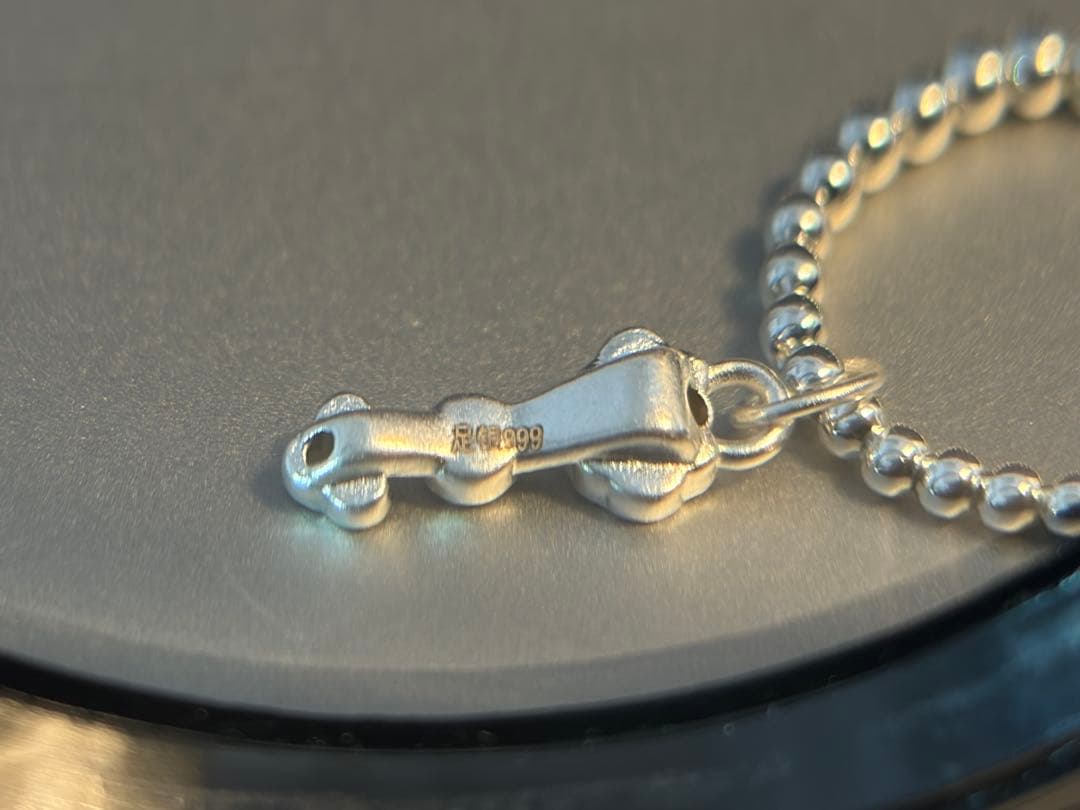 高純度'純銀(999刻印)ブレス＃Double Wrap二連ウェア2.5㍉球