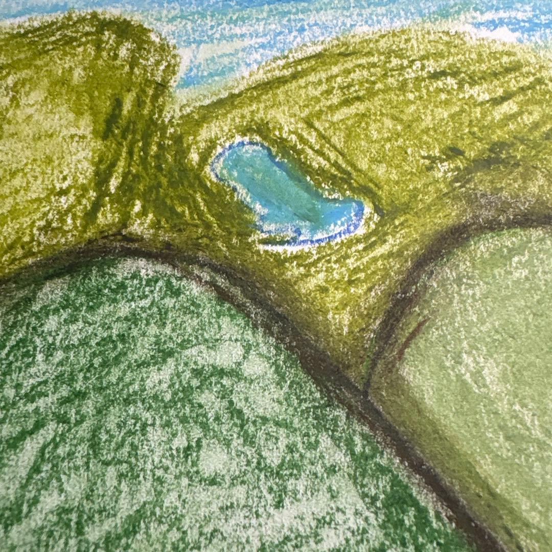 山のクレヨン風景画