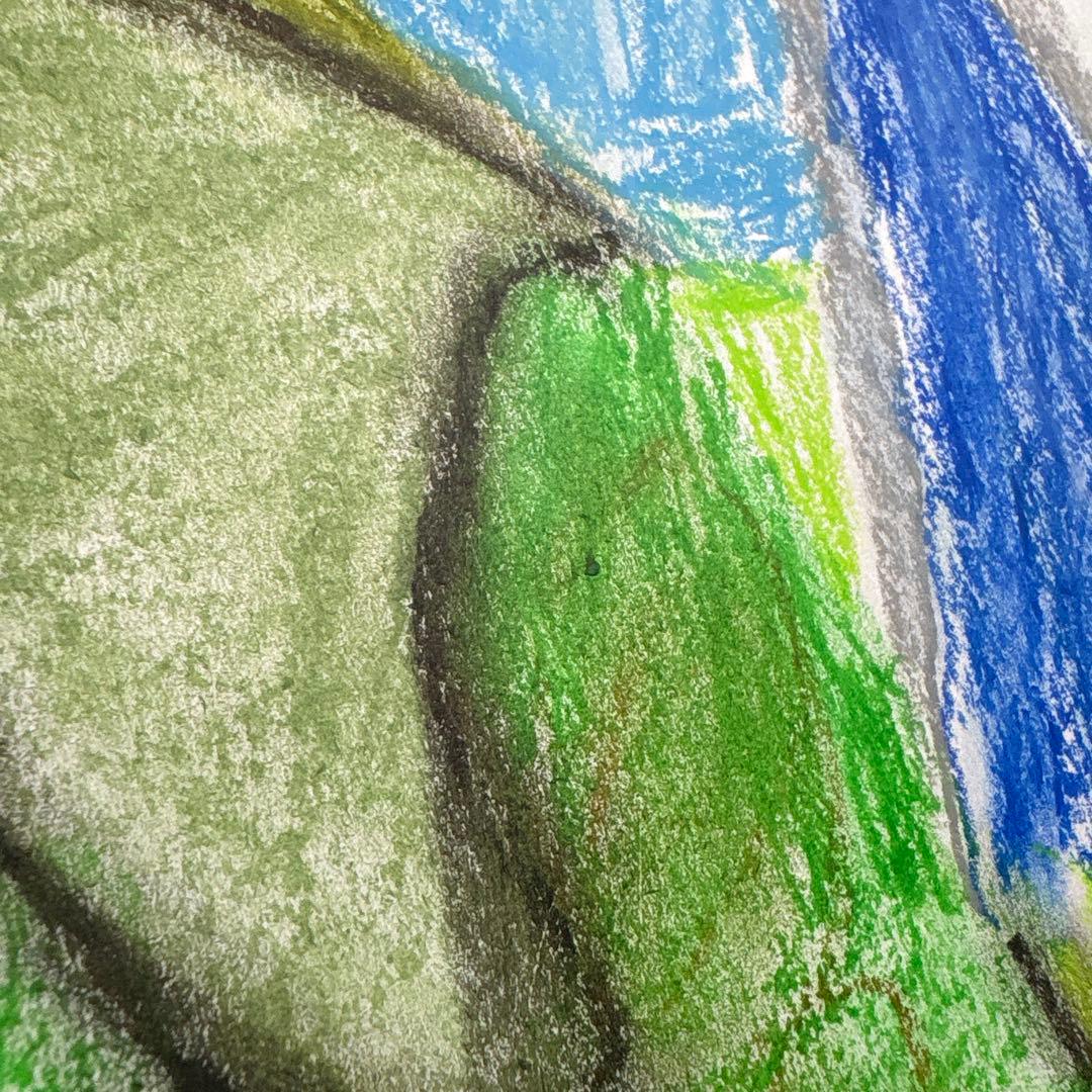 山のクレヨン風景画