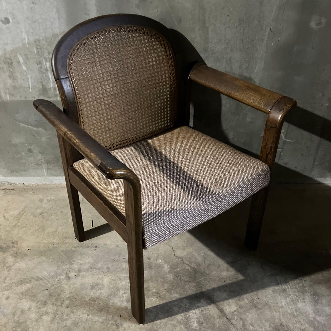 メーカー不明 ラタン アームチェア 椅子 イス ダイニングチェア ②