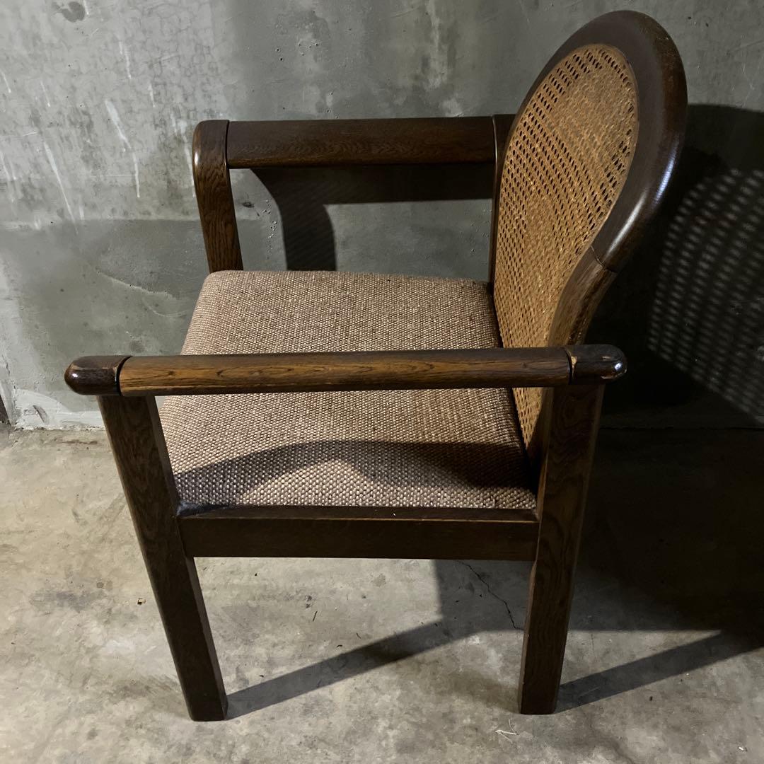 メーカー不明 ラタン アームチェア 椅子 イス ダイニングチェア ②