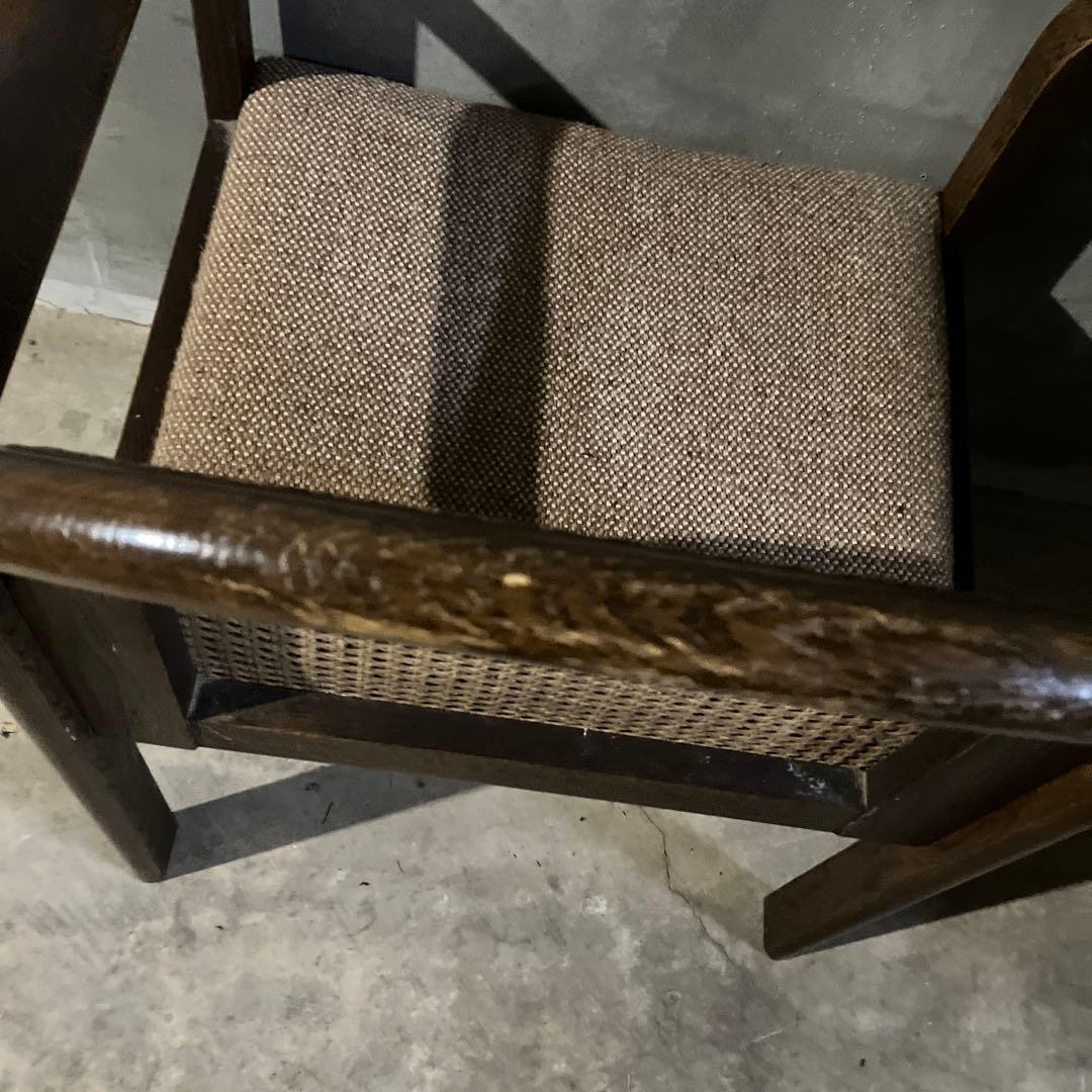 メーカー不明 ラタン アームチェア 椅子 イス ダイニングチェア ②