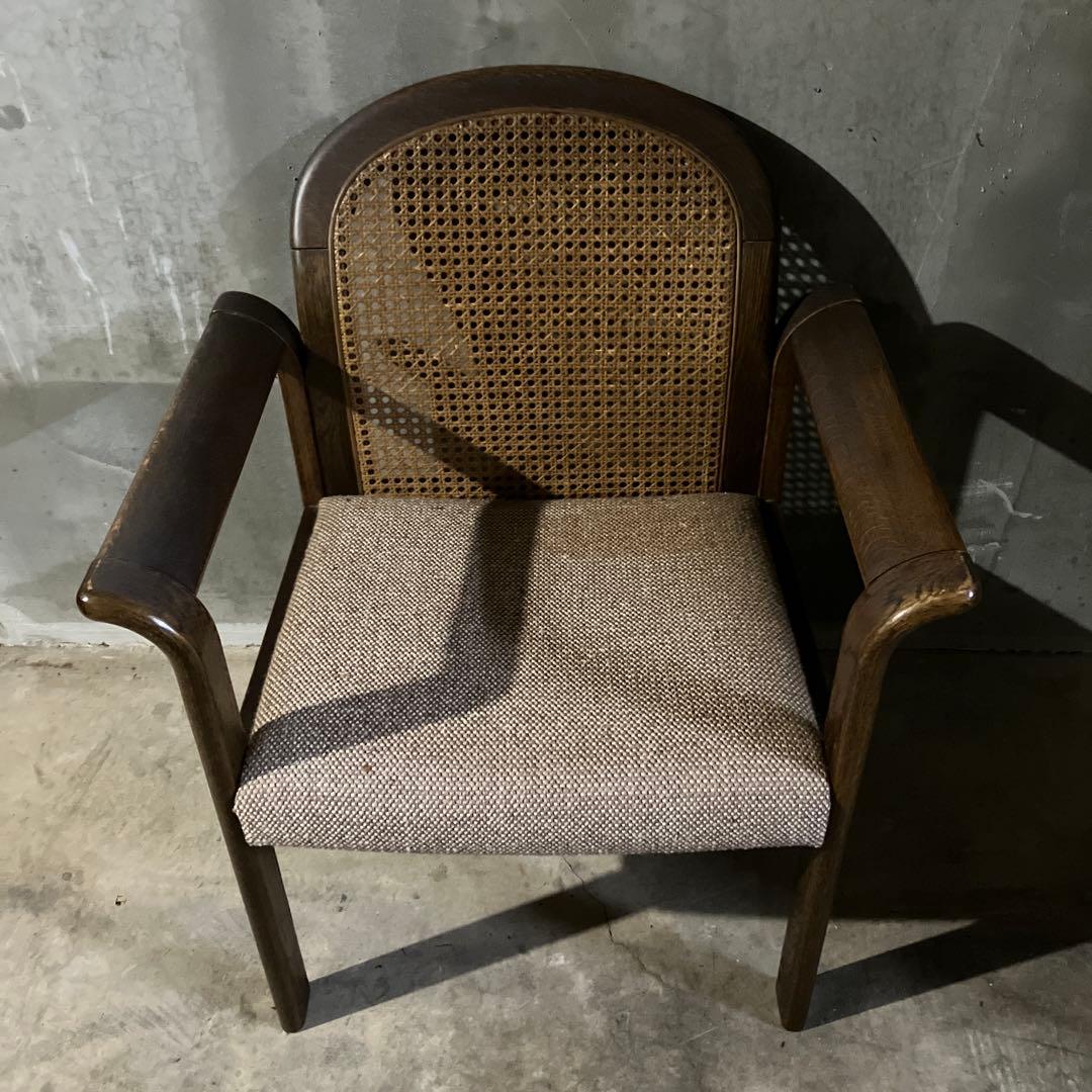 メーカー不明 ラタン アームチェア 椅子 イス ダイニングチェア ②