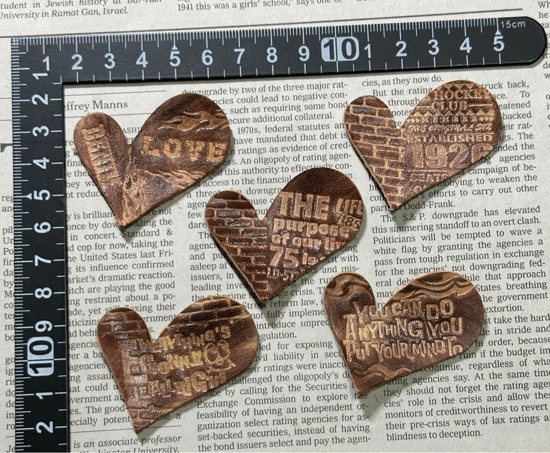 No.474染色タグ ハートタグ 刻印タグ レザータグ ハンドメイド