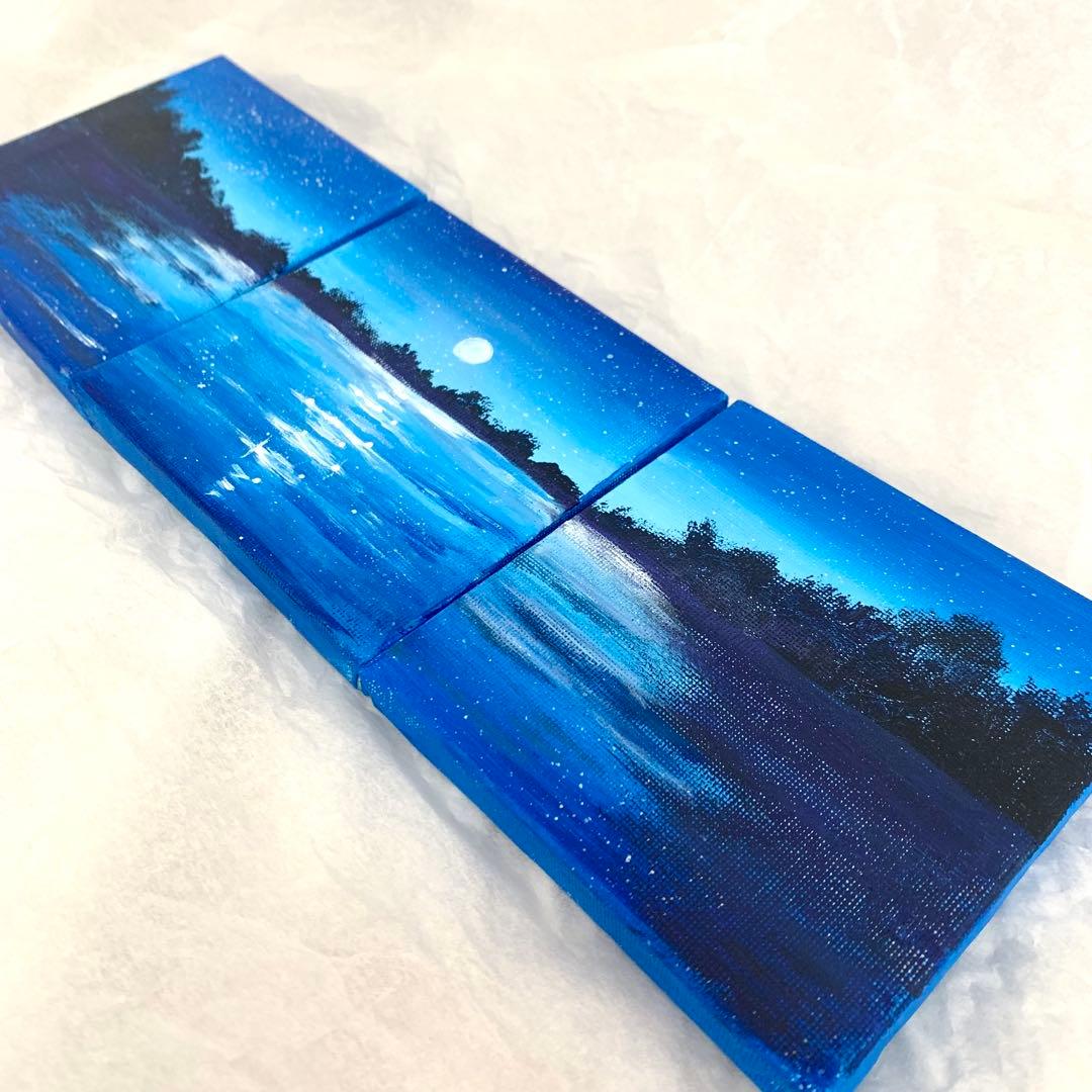 絵画 アクリル画 月の道をたどって　インテリア アート