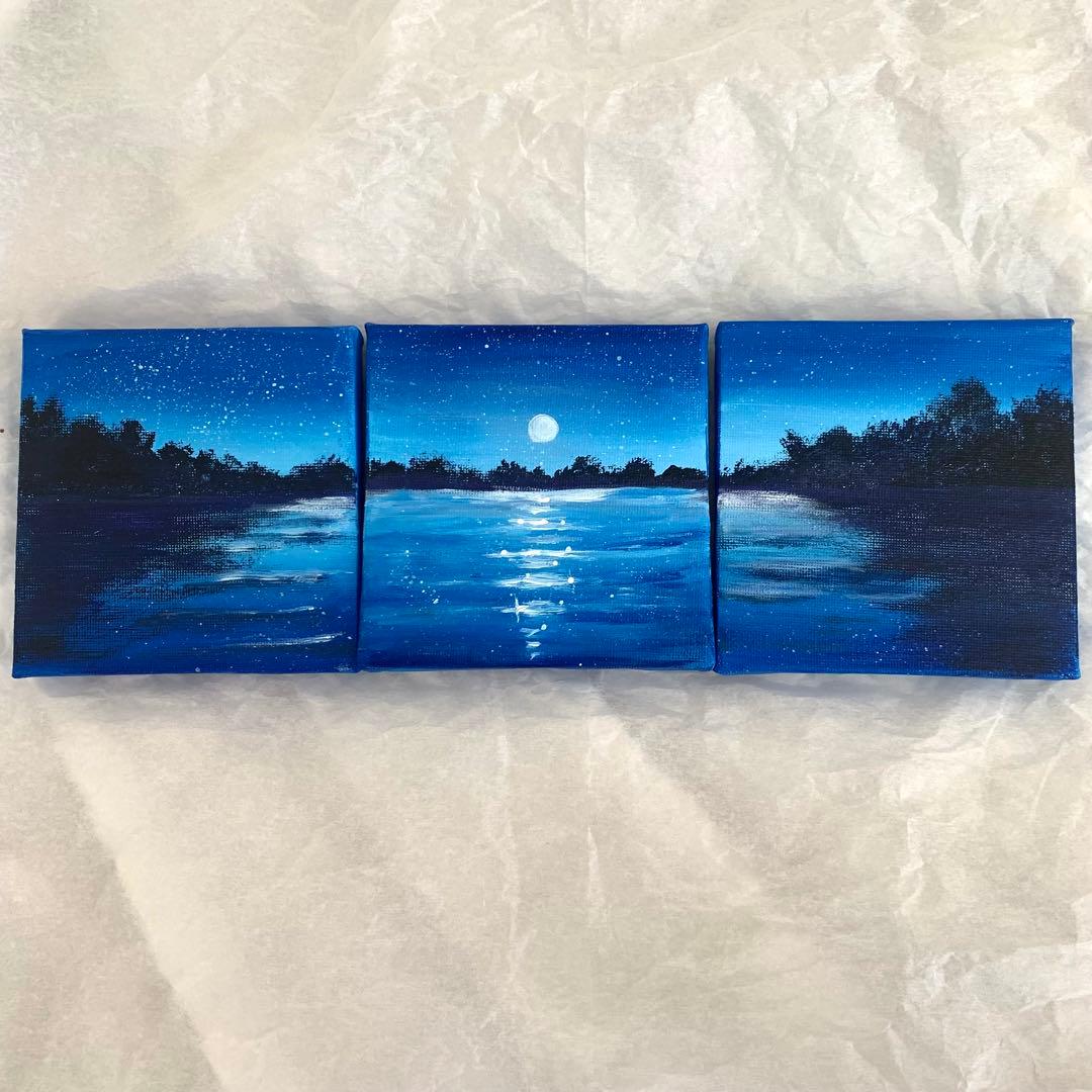 絵画 アクリル画 月の道をたどって　インテリア アート