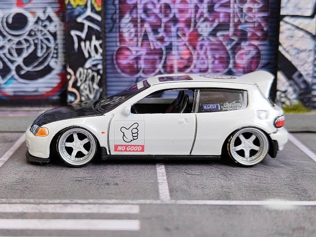 ホットウィールカスタム ホンダ シビック EG6 環状族a 段リム☆トミカ改造