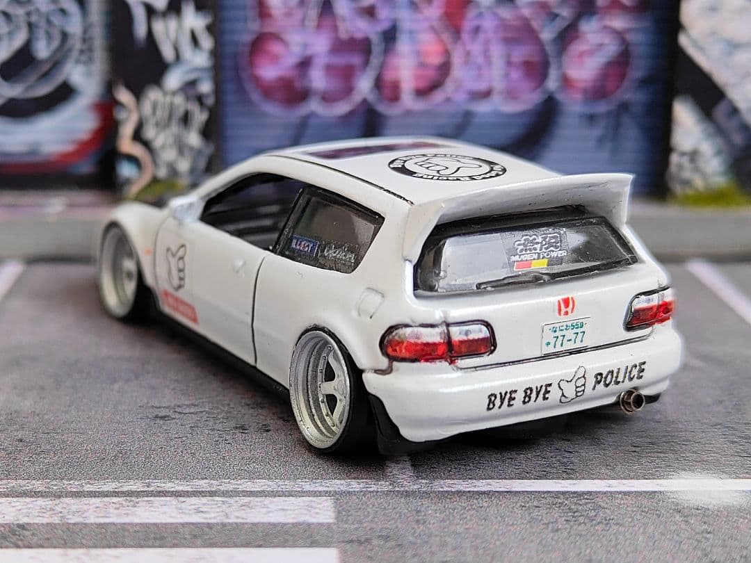 ホットウィールカスタム ホンダ シビック EG6 環状族a 段リム☆トミカ改造