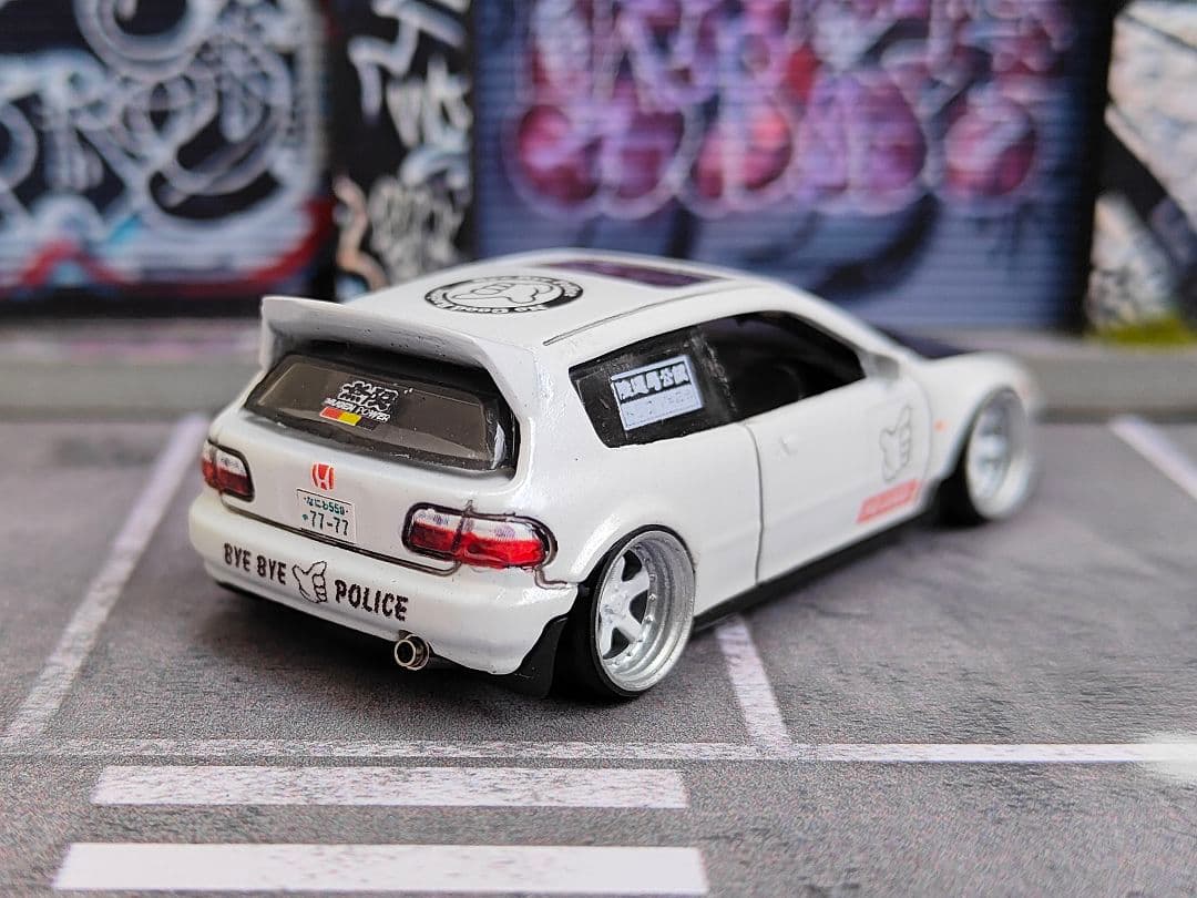 ホットウィールカスタム ホンダ シビック EG6 環状族a 段リム☆トミカ改造