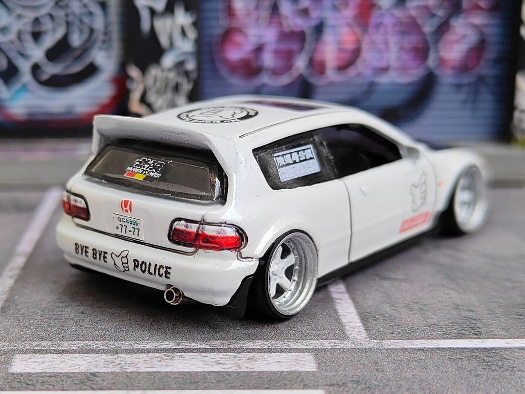 ホットウィールカスタム ホンダ シビック EG6 環状族a 段リム☆トミカ改造