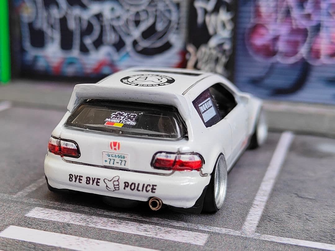 ホットウィールカスタム ホンダ シビック EG6 環状族a 段リム☆トミカ改造