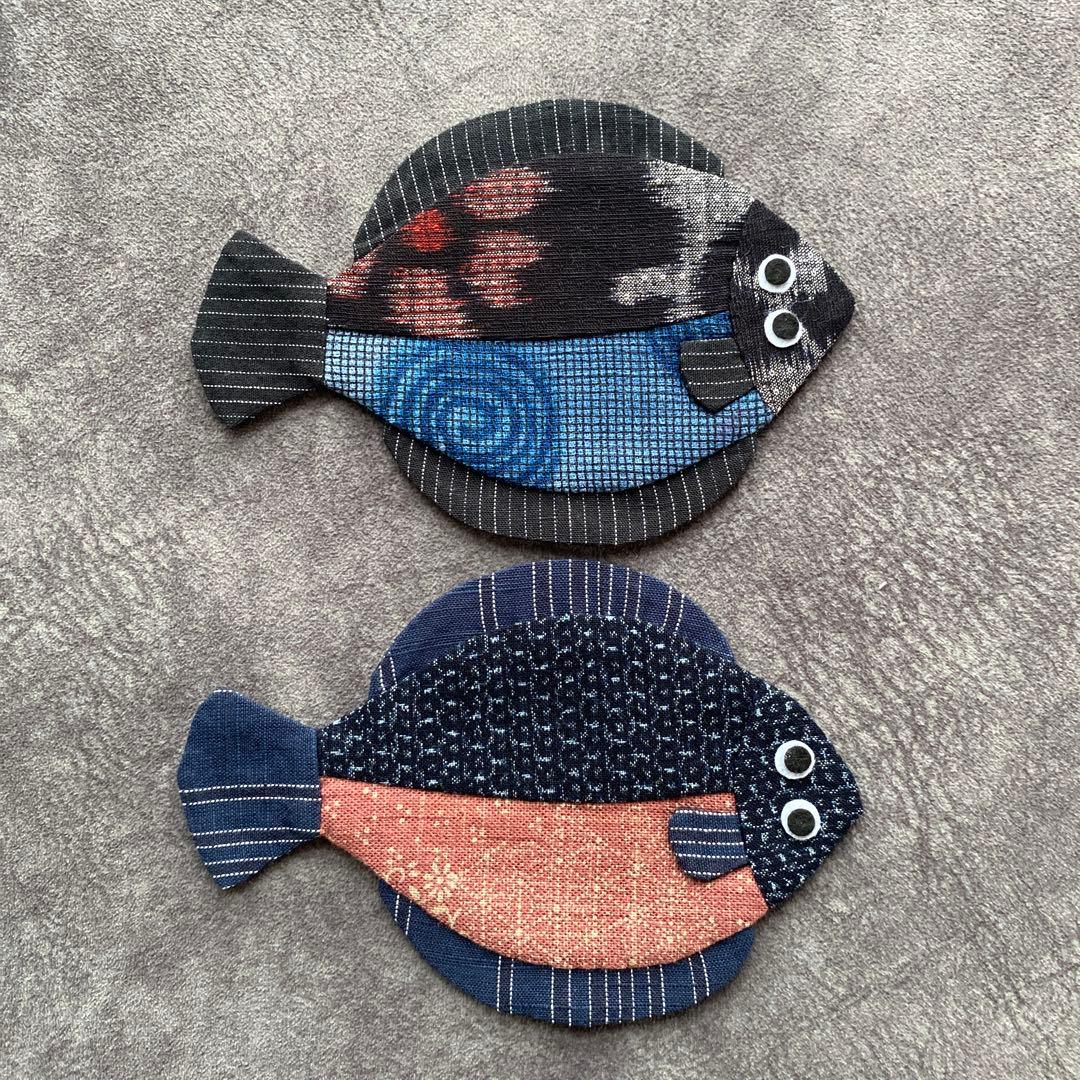 カレイのコースターハンドメイド(No.92)小12匹と(No.94 )小 2匹