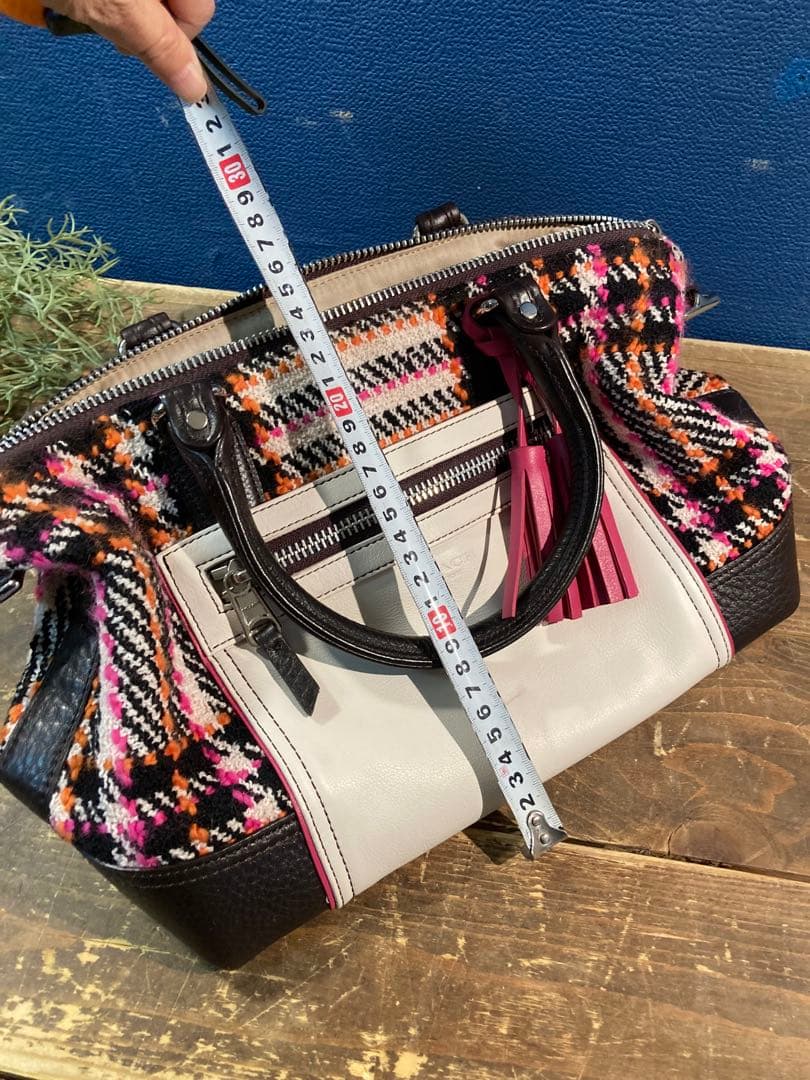 H 訳あり　コーチ　ハンドバッグ　バック　ピンク　白　ホワイト