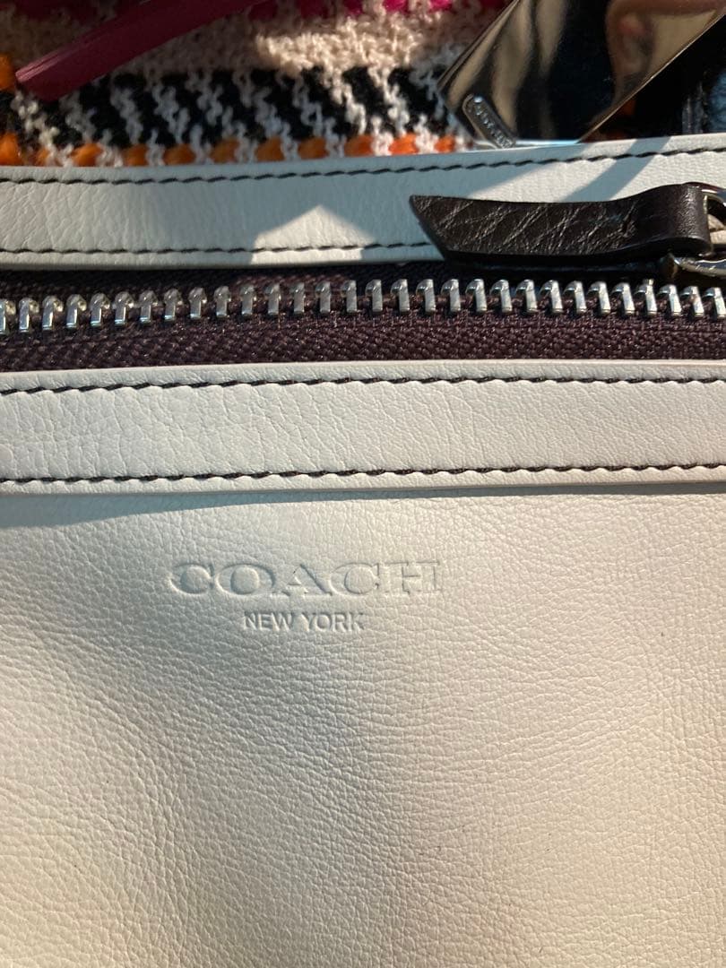 H 訳あり　コーチ　ハンドバッグ　バック　ピンク　白　ホワイト