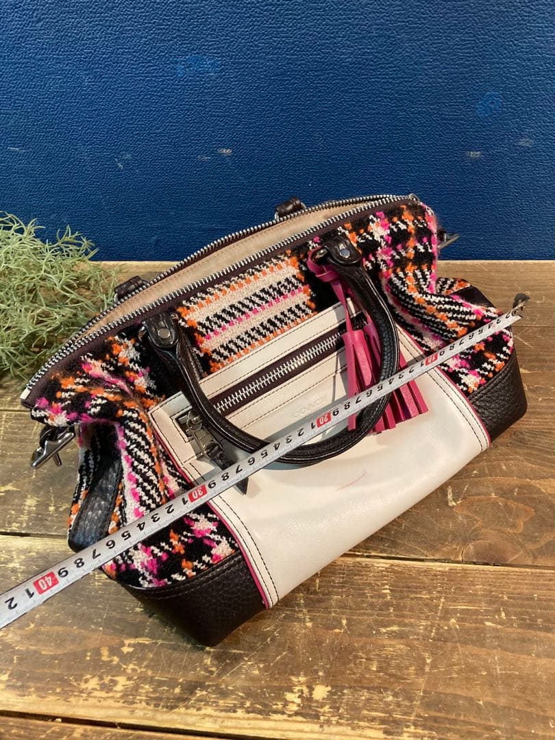 H 訳あり　コーチ　ハンドバッグ　バック　ピンク　白　ホワイト