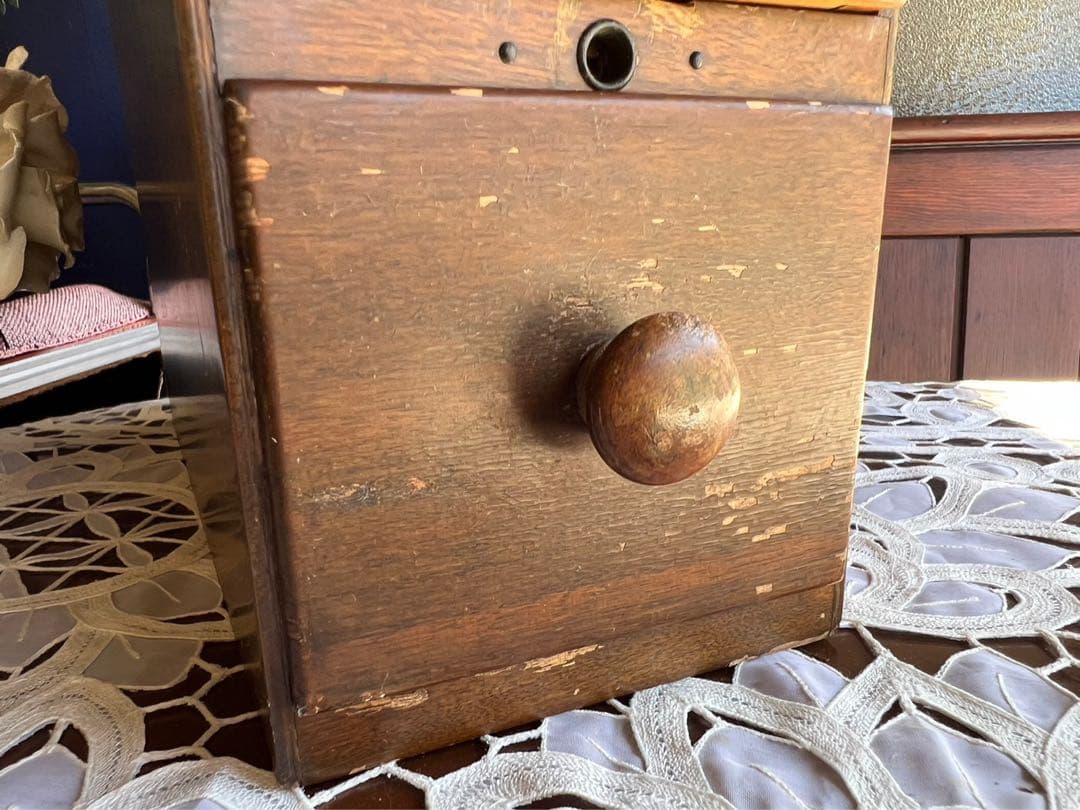 小引き出し 小物入れ タイル張 アンティーク ミシン引き出し 2段 ①インテリア