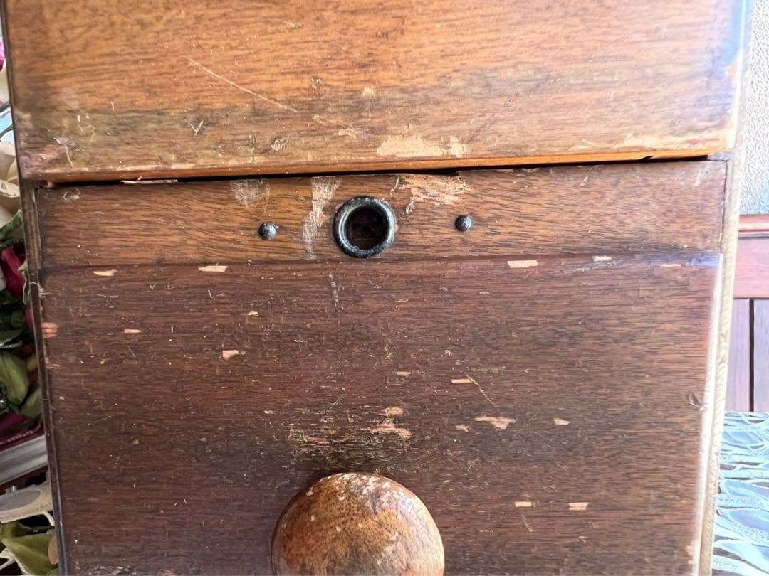 小引き出し 小物入れ タイル張 アンティーク ミシン引き出し 2段 ①インテリア