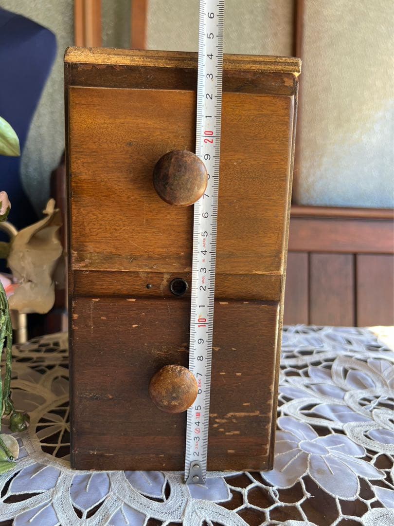 小引き出し 小物入れ タイル張 アンティーク ミシン引き出し 2段 ①インテリア