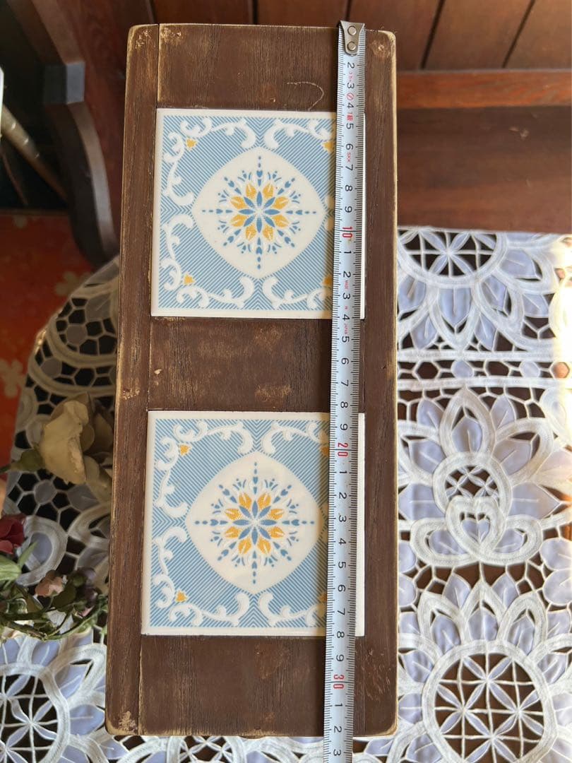 小引き出し 小物入れ タイル張 アンティーク ミシン引き出し 2段 ①インテリア