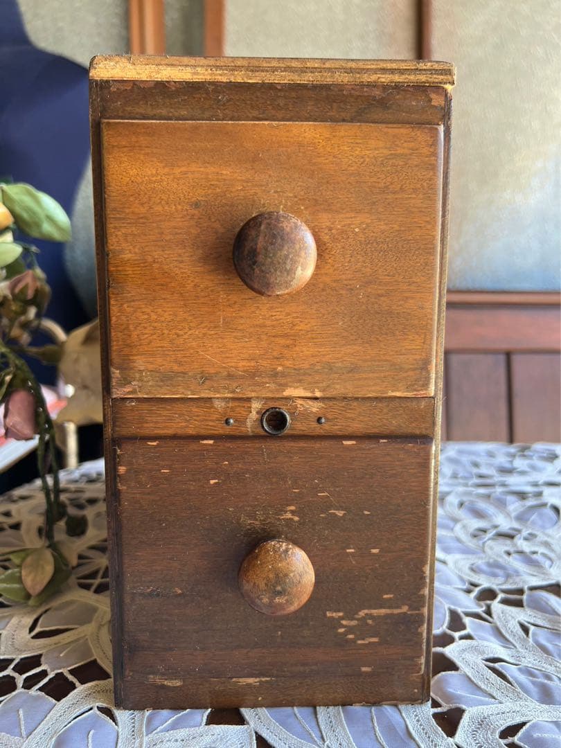 小引き出し 小物入れ タイル張 アンティーク ミシン引き出し 2段 ①インテリア