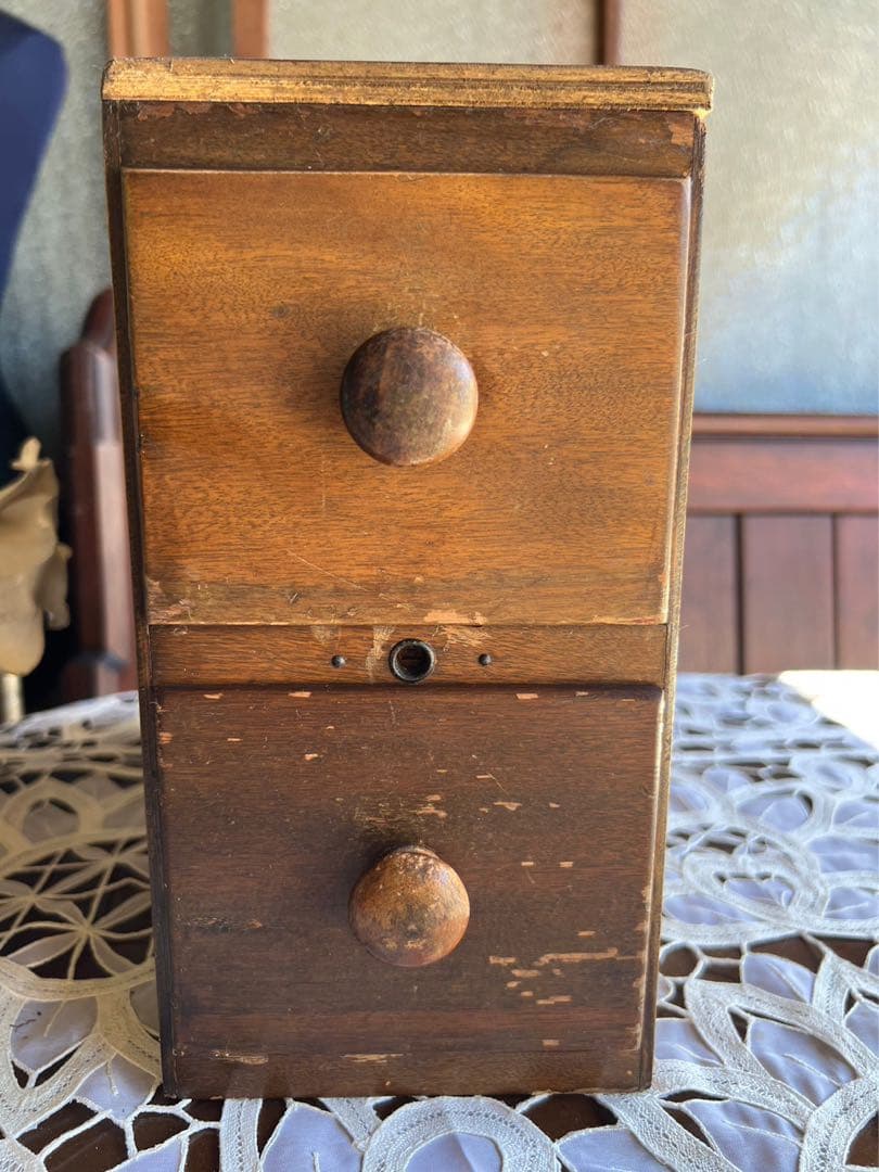 小引き出し 小物入れ タイル張 アンティーク ミシン引き出し 2段 ①インテリア