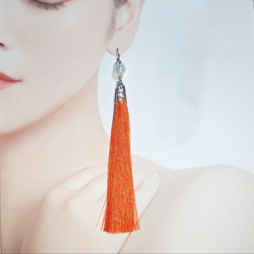 【1283】大きめパールビーズとタッセルのピアス