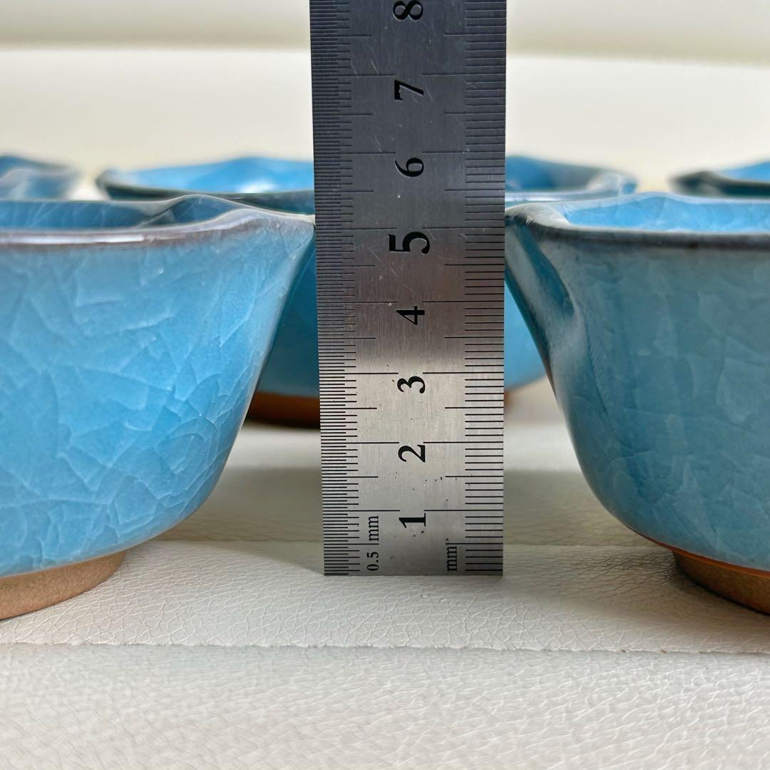 たち吉　橘吉　青彩　九重青磁　小鉢揃　５枚セット　輪花鉢　和食器　土物　貫入陶器