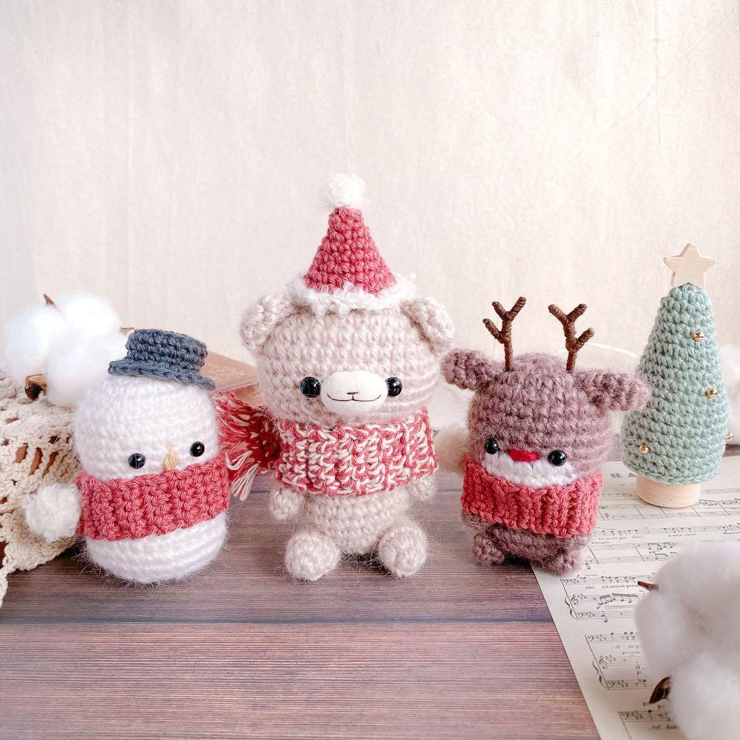 ほっこり冬の仲間たちのクリスマスあみぐるみセット