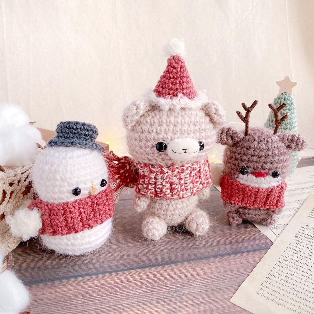 ほっこり冬の仲間たちのクリスマスあみぐるみセット