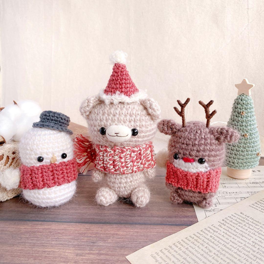 ほっこり冬の仲間たちのクリスマスあみぐるみセット