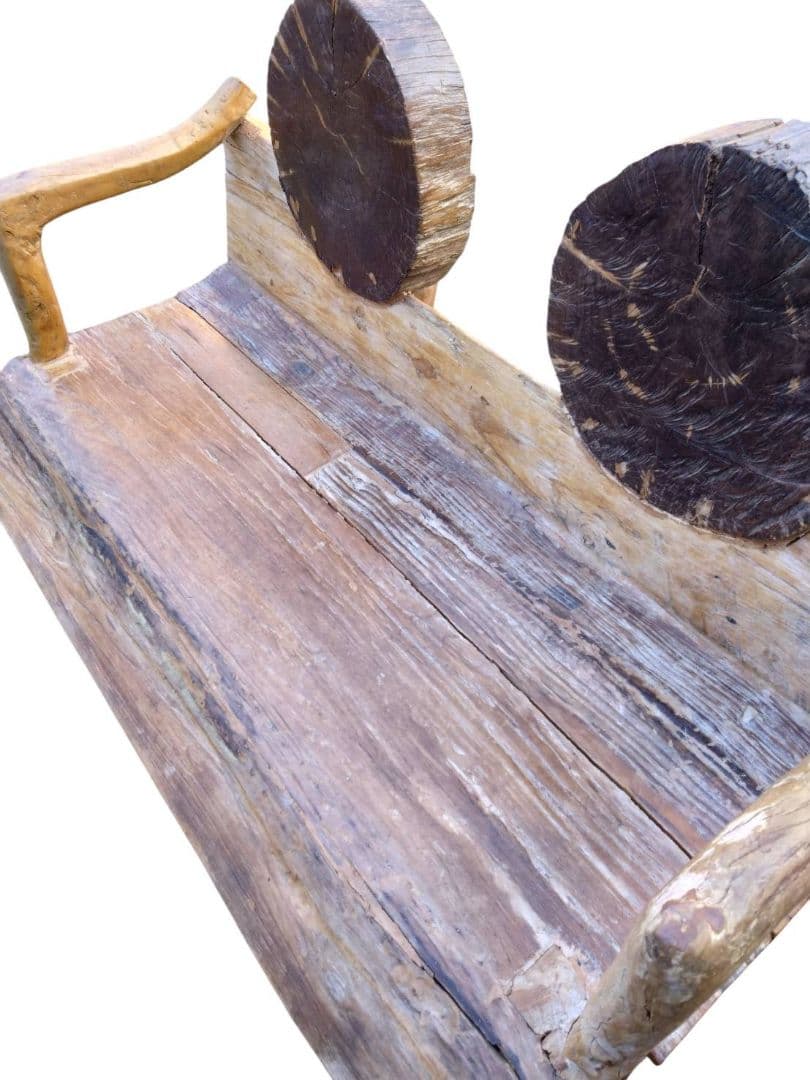 木製　シンプル　ベンチ　流木　チェア　2人掛け