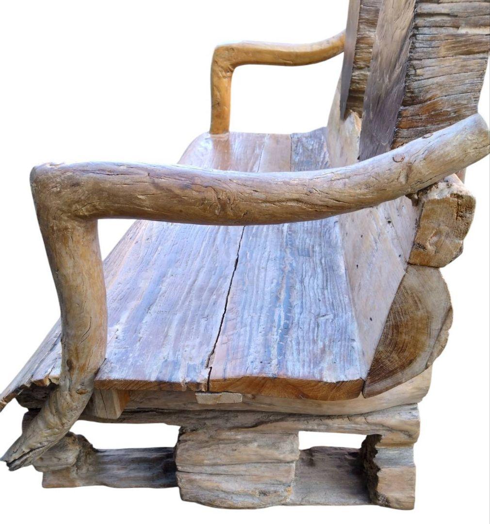 木製　シンプル　ベンチ　流木　チェア　2人掛け