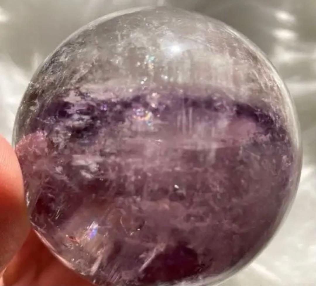 紫水晶　アメジスト　スフィア　天然クラック　虹　浄化