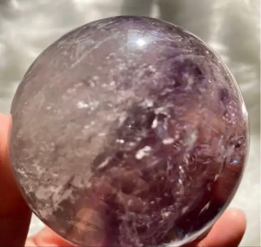 紫水晶　アメジスト　スフィア　天然クラック　虹　浄化