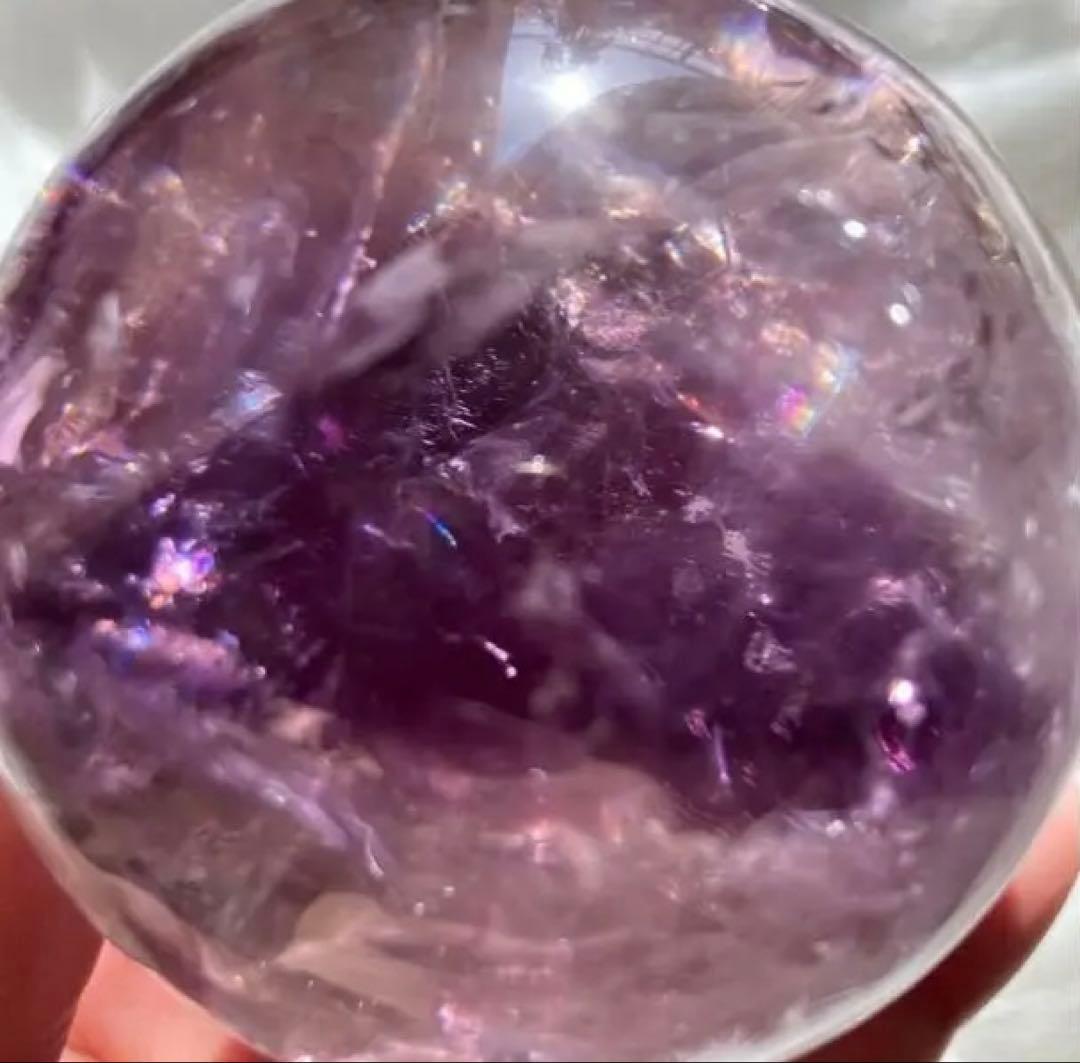 紫水晶　アメジスト　スフィア　天然クラック　虹　浄化