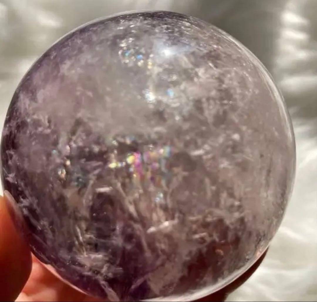 紫水晶　アメジスト　スフィア　天然クラック　虹　浄化
